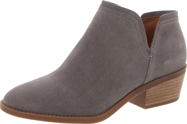 Ferolia Womens Suede Almond Toe Ankle Boots