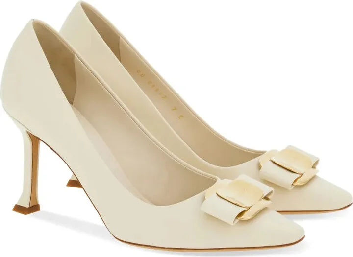 Ferragamo 85Mm Bow-Detail Leather Pumps