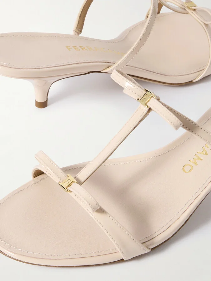 Ferragamo - Abili Bow-detailed Patent-leather Mules - Ivory - Image 4