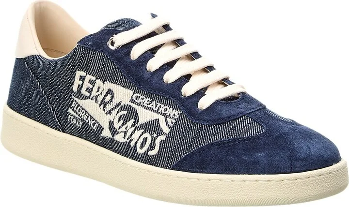 Ferragamo Achille Denim & Suede Sneaker
