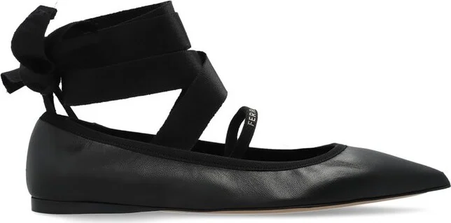 Ferragamo Ankle Ribbon Ballet Flat Shoes