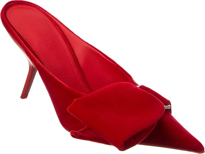 Ferragamo Asymmetric Bow Velvet Pump