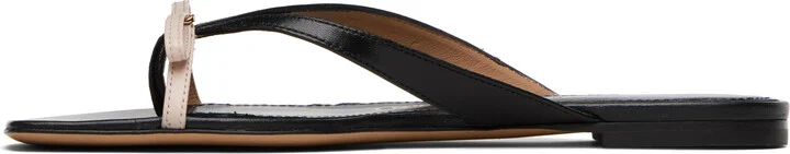 Ferragamo Black & Beige Mini Bow Flip-Flops - Image 3