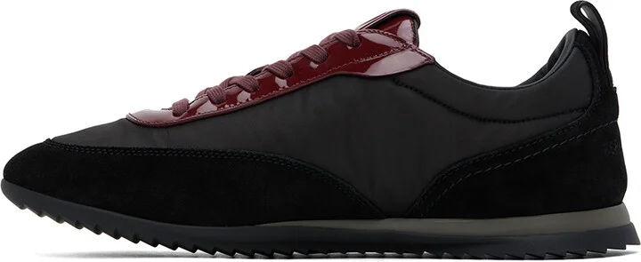 Ferragamo Black & Burgundy Patent Leather Trim Sneakers - Image 3