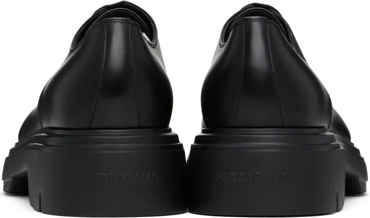 Ferragamo Black Chunky Lace Up Derbys - Image 2