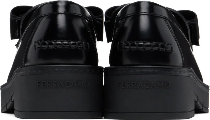 Ferragamo Black Chunky Vara Bow Loafers - Image 2