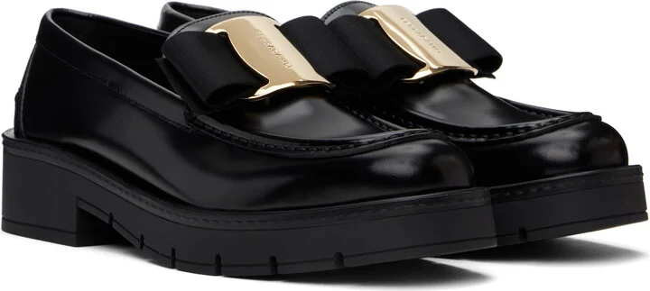 Ferragamo Black Chunky Vara Bow Loafers - Image 4