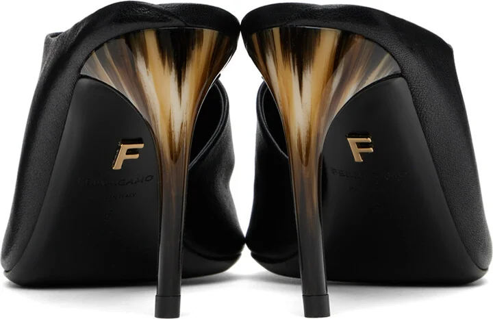 Ferragamo Black Curved Heeled Sandals - Image 2