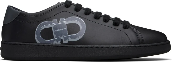 Ferragamo Black Double Gancini Sneakers