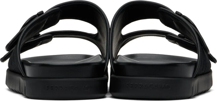 Ferragamo Black Double-Strap Sandals - Image 2