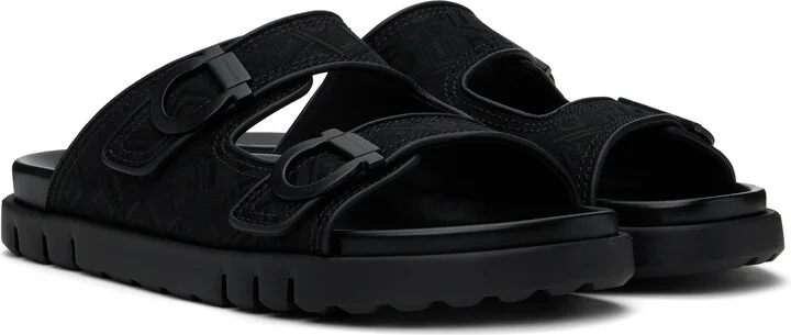 Ferragamo Black Double-Strap Sandals - Image 4