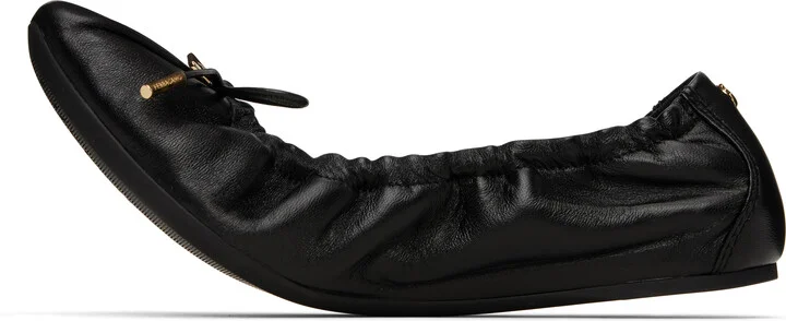 Ferragamo Black Elasticated Ballerina Flats - Image 3