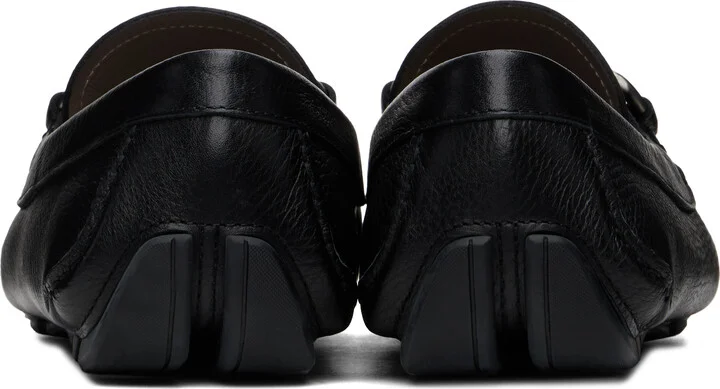 Ferragamo Black Gancini Ornament Driver Loafers - Image 2