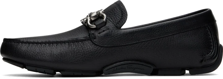 Ferragamo Black Gancini Ornament Driver Loafers - Image 3
