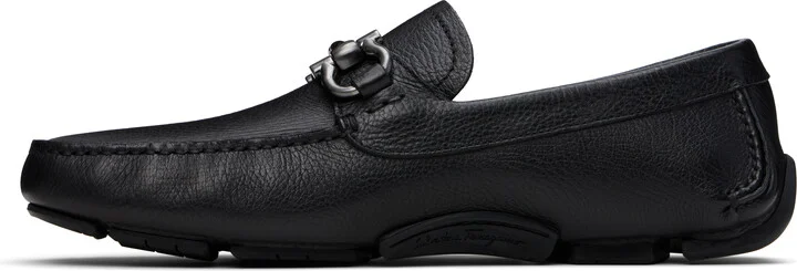 Ferragamo Black Gancini Ornament Driver Loafers - Image 3