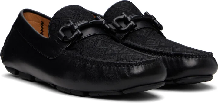 Ferragamo Black Gancini Ornament Driver Loafers - Image 4