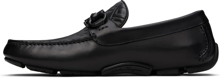 Ferragamo Black Gancini Ornament Driver Loafers - Image 3