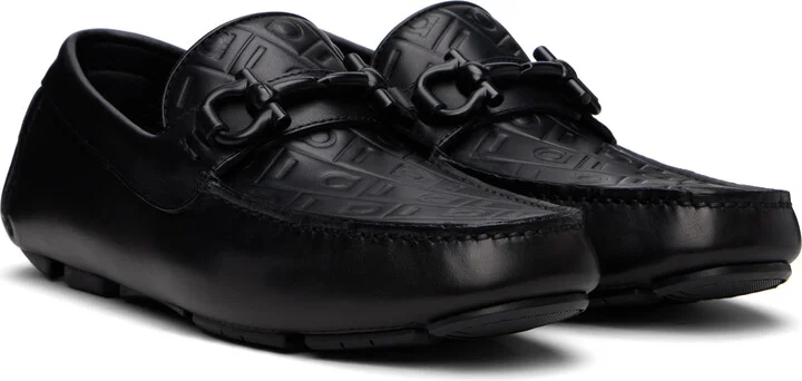 Ferragamo Black Gancini Ornament Driver Loafers - Image 4