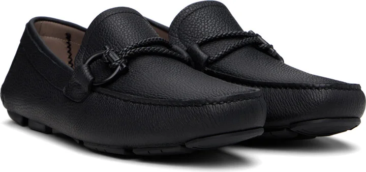 Ferragamo Black Gancini Ornament Driver Loafers - Image 4
