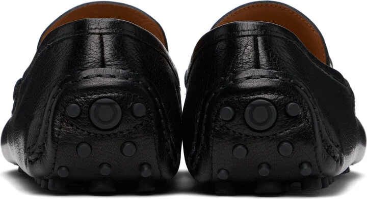 Ferragamo Black Gancini Ornament Driver Loafers - Image 2