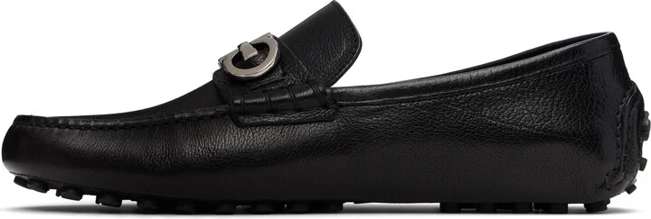Ferragamo Black Gancini Ornament Driver Loafers - Image 3