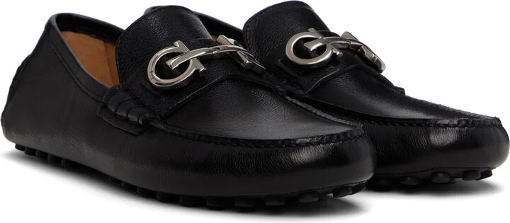 Ferragamo Black Gancini Ornament Driver Loafers - Image 4