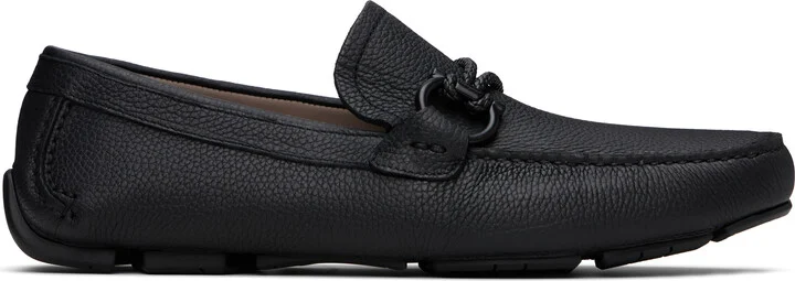 Ferragamo Black Gancini Ornament Driver Loafers