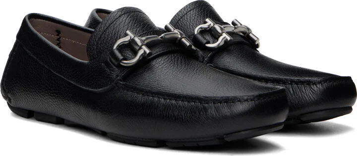 Ferragamo Black Gancini Ornament Loafers - Image 4
