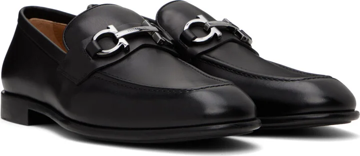 Ferragamo Black Gancini Ornament Loafers - Image 4