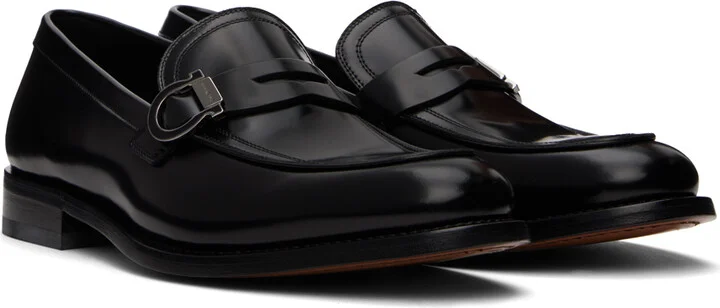 Ferragamo Black Gancini Ornament Loafers - Image 4