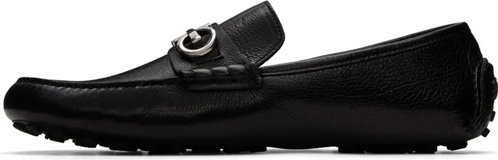 Ferragamo Black Gancini Ornament Loafers - Image 3