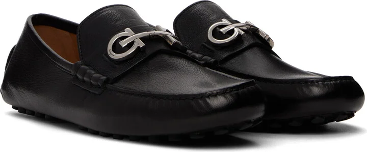 Ferragamo Black Gancini Ornament Loafers - Image 4