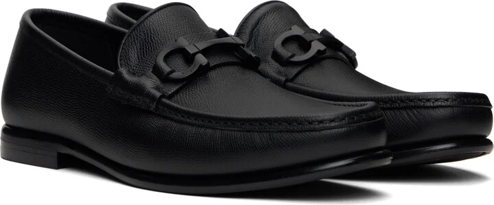 Ferragamo Black Gancini Ornament Loafers - Image 4