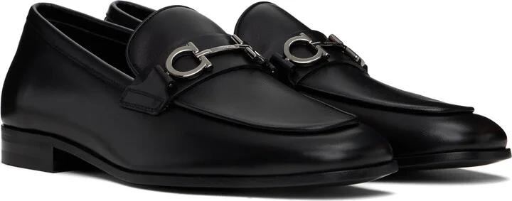 Ferragamo Black Gancini Ornament Loafers - Image 4