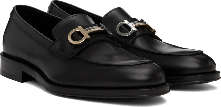 Ferragamo Black Gancini Ornament Loafers - Image 4