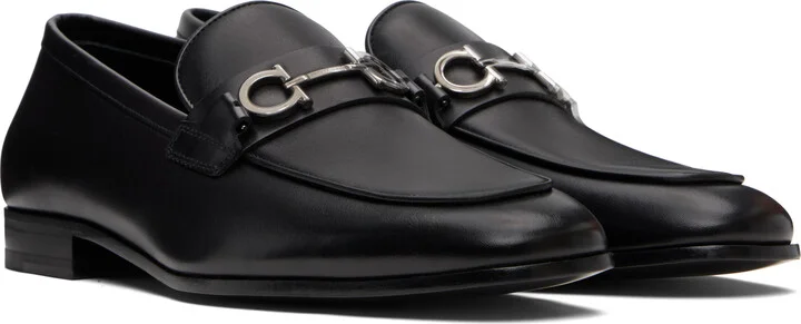 Ferragamo Black Gancini Ornament Loafers - Image 4