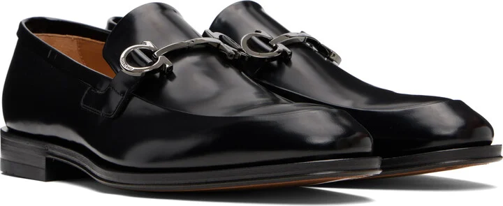 Ferragamo Black Gancini Ornament Loafers - Image 4