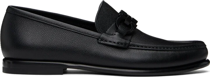 Ferragamo Black Gancini Ornament Loafers