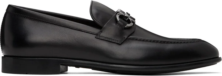 Ferragamo Black Gancini Ornament Loafers