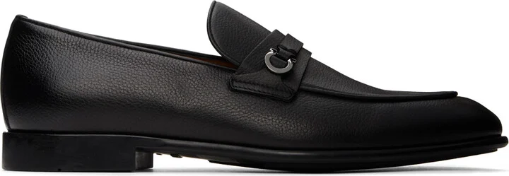 Ferragamo Black Gancini Ornament Loafers