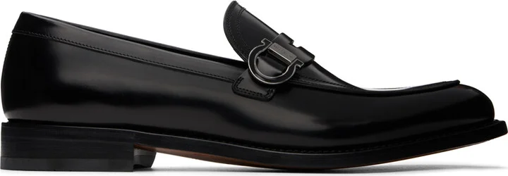 Ferragamo Black Gancini Ornament Loafers