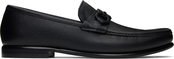 Ferragamo Black Gancini Ornament Loafers