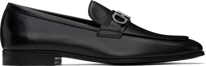 Ferragamo Black Gancini Ornament Loafers