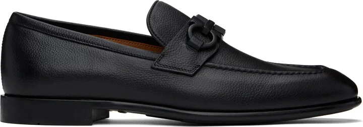 Ferragamo Black Gancini Ornament Loafers
