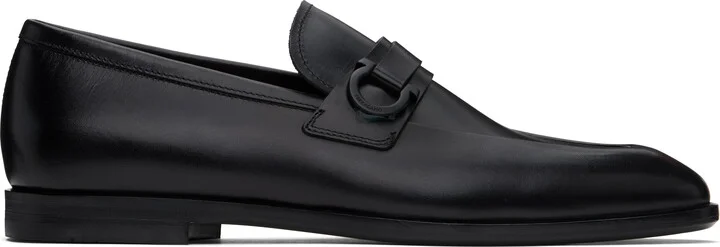 Ferragamo Black Gancini Ornament Loafers