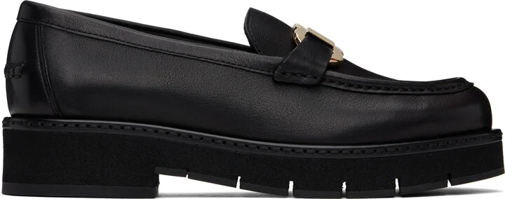 Ferragamo Black Gancini Ornament Loafers