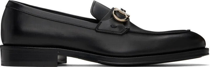 Ferragamo Black Gancini Ornament Loafers
