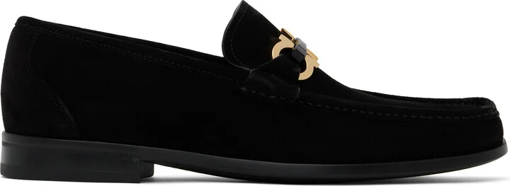 Ferragamo Black Gancini Ornament Loafers