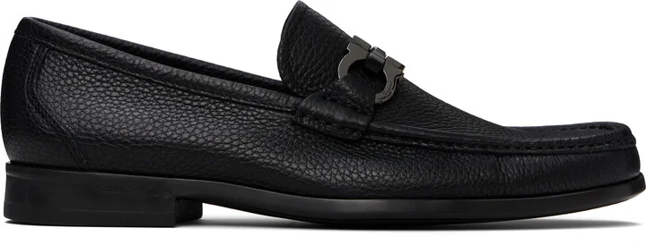 Ferragamo Black Gancini Ornament Loafers