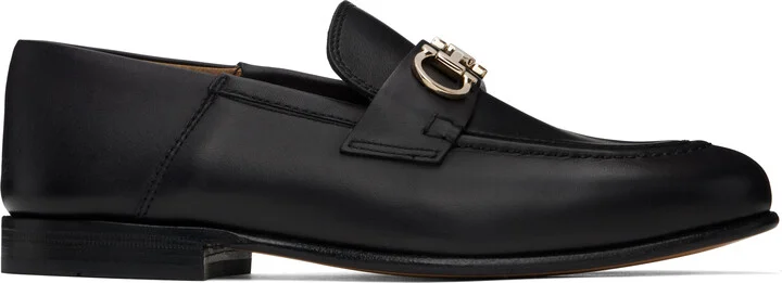 Ferragamo Black Gancini Ornament Mule Loafers